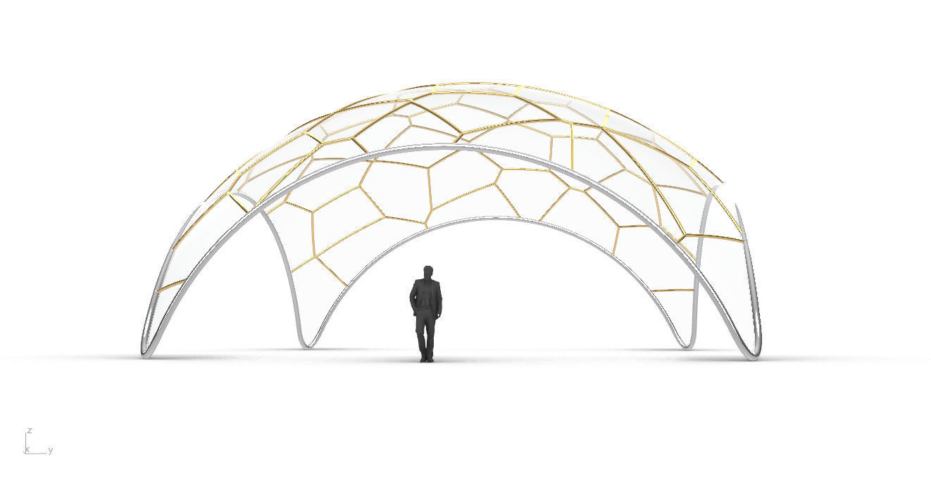 Voronoi Dome Wireframe Structure Stand Alone Pavilion v1 3D model_2