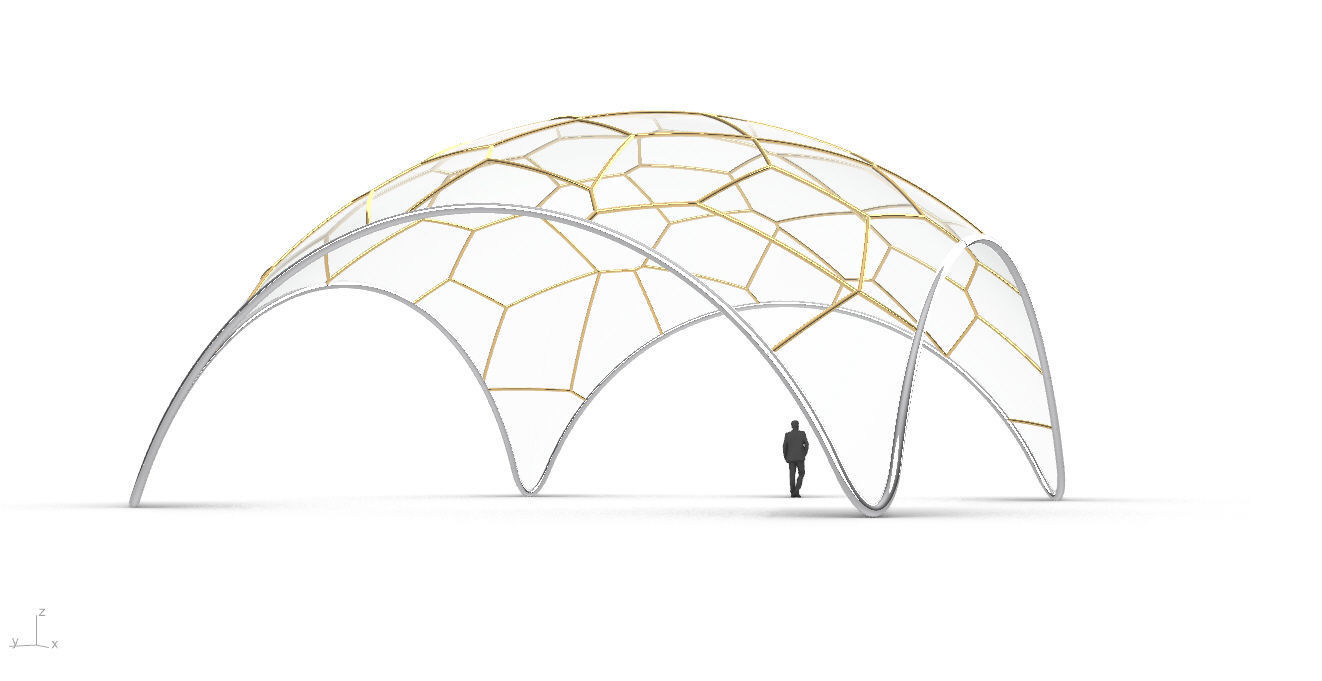 Voronoi Dome Wireframe Structure Stand Alone Pavilion v1 3D model_13