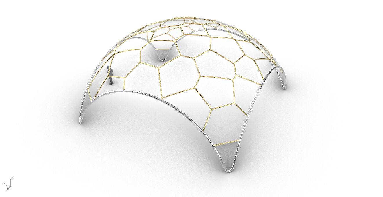 Voronoi Dome Wireframe Structure Stand Alone Pavilion v1 3D model_30