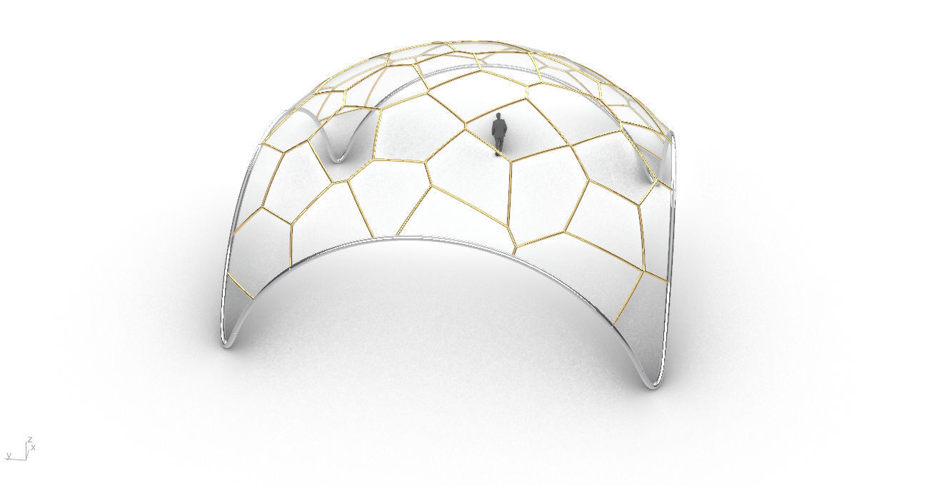 Voronoi Dome Wireframe Structure Stand Alone Pavilion v1 3D model_34