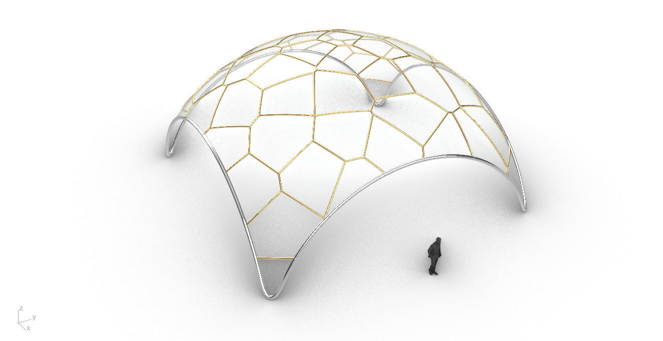 Voronoi Dome Wireframe Structure Stand Alone Pavilion v1 3D model_22