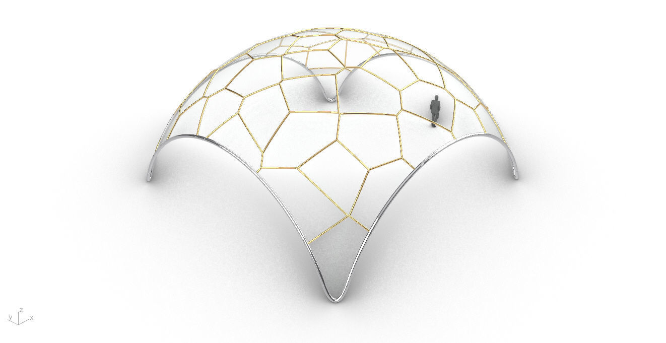 Voronoi Dome Wireframe Structure Stand Alone Pavilion v1 3D model_36