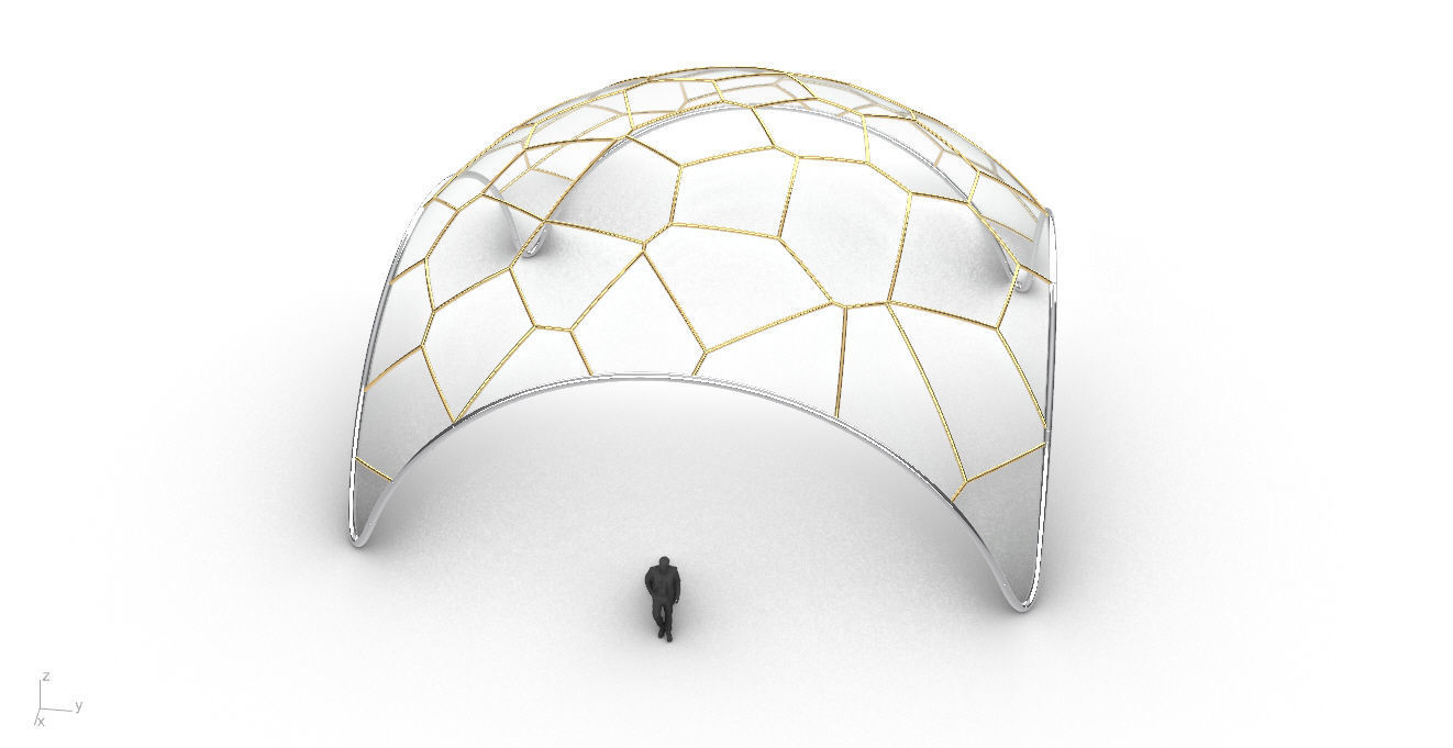 Voronoi Dome Wireframe Structure Stand Alone Pavilion v1 3D model_24