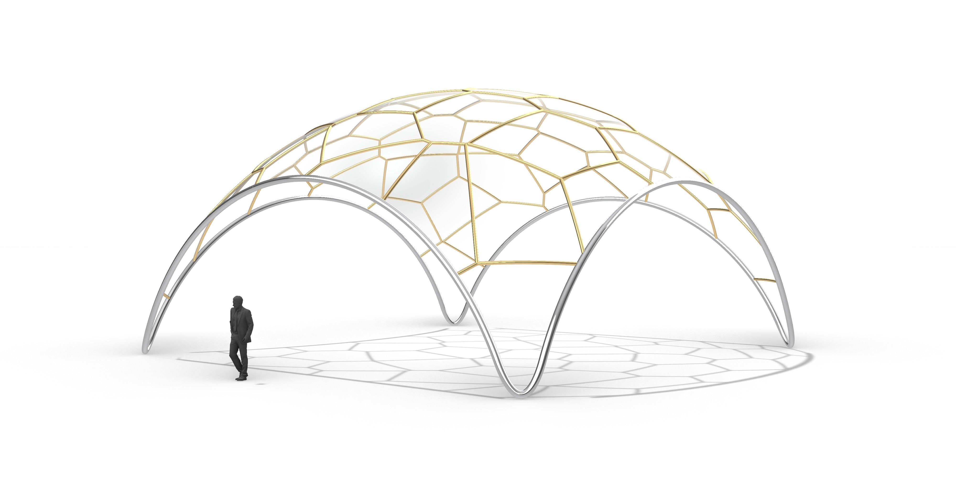 Voronoi Dome Wireframe Structure Stand Alone Pavilion v1 3D model_21