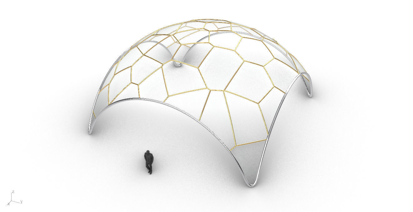 Voronoi Dome Wireframe Structure Stand Alone Pavilion v1 3D model_25
