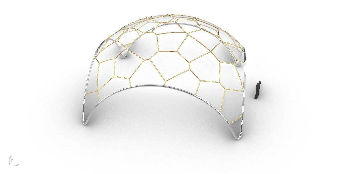 Voronoi Dome Wireframe Structure Stand Alone Pavilion v1 3D model_39