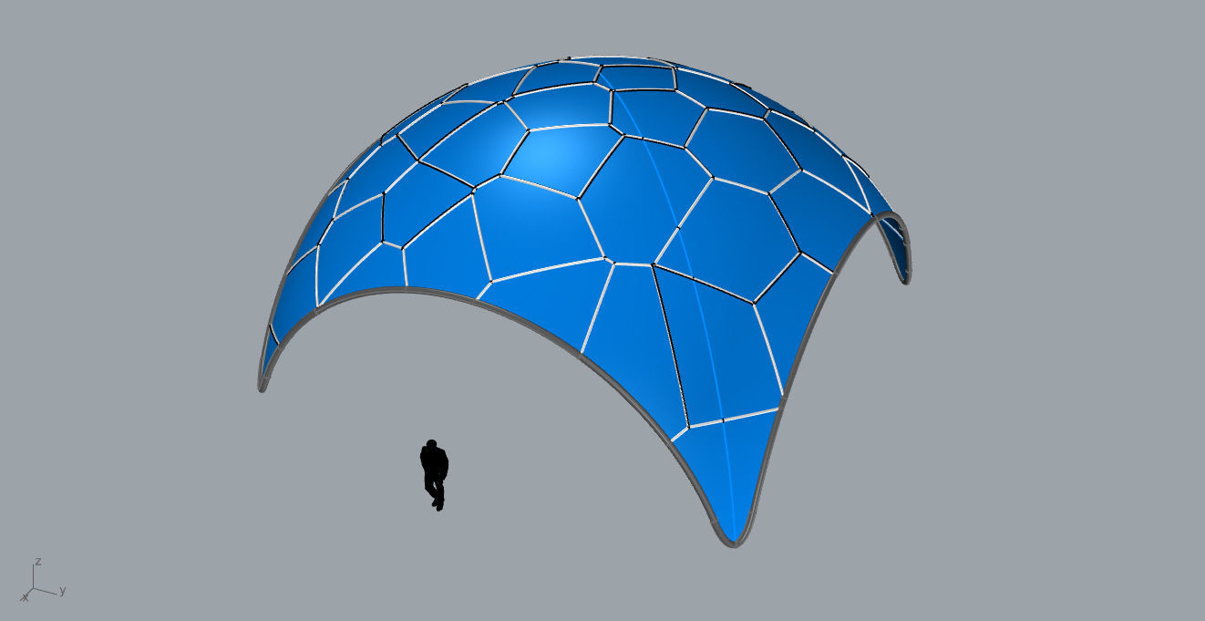 Voronoi Dome Wireframe Structure Stand Alone Pavilion v1 3D model_45