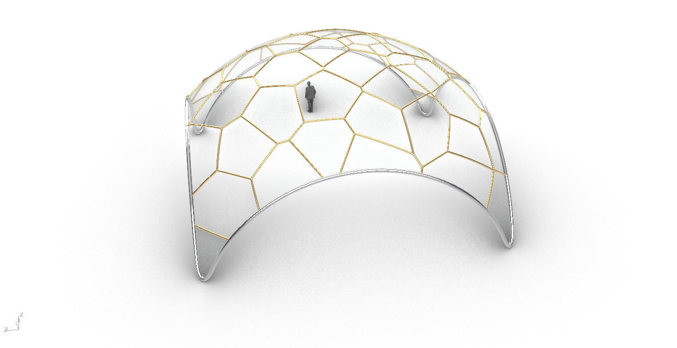 Voronoi Dome Wireframe Structure Stand Alone Pavilion v1 3D model_33