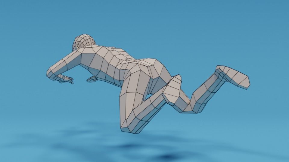 Low Poly Swimming Kid Low-poly 3D model_13