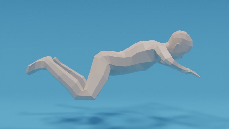 Low Poly Swimming Kid Low-poly 3D model_5