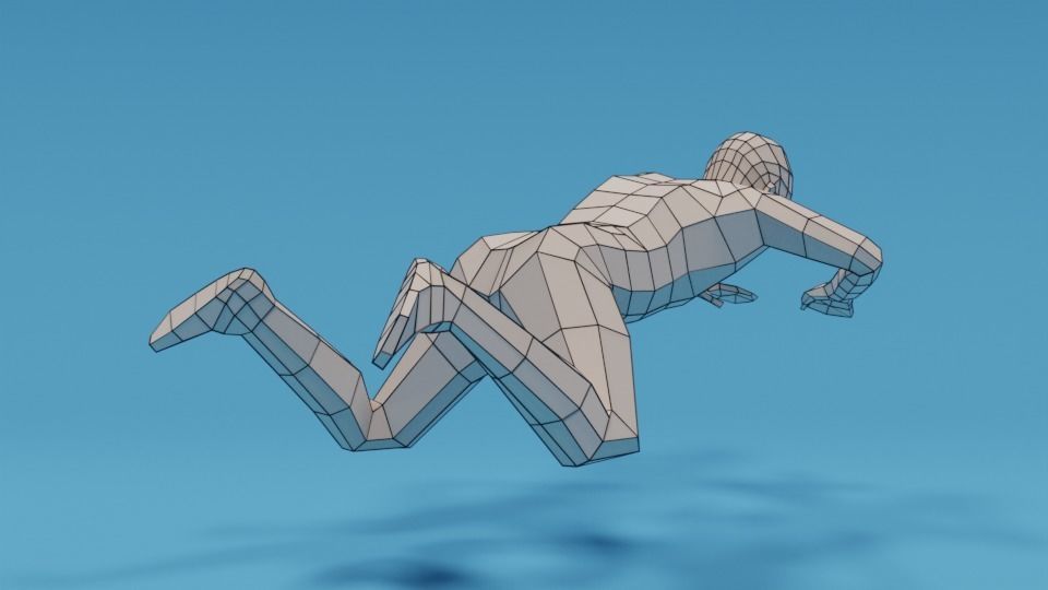 Low Poly Swimming Kid Low-poly 3D model_15