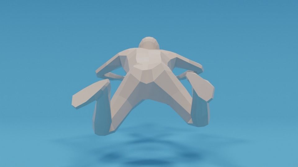 Low Poly Swimming Kid Low-poly 3D model_3