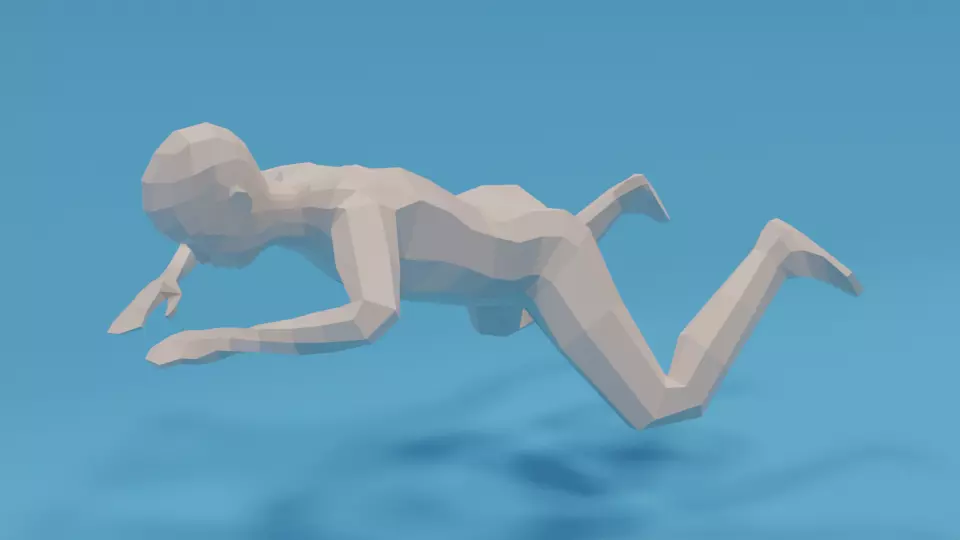Low Poly Swimming Kid Low-poly 3D model_0