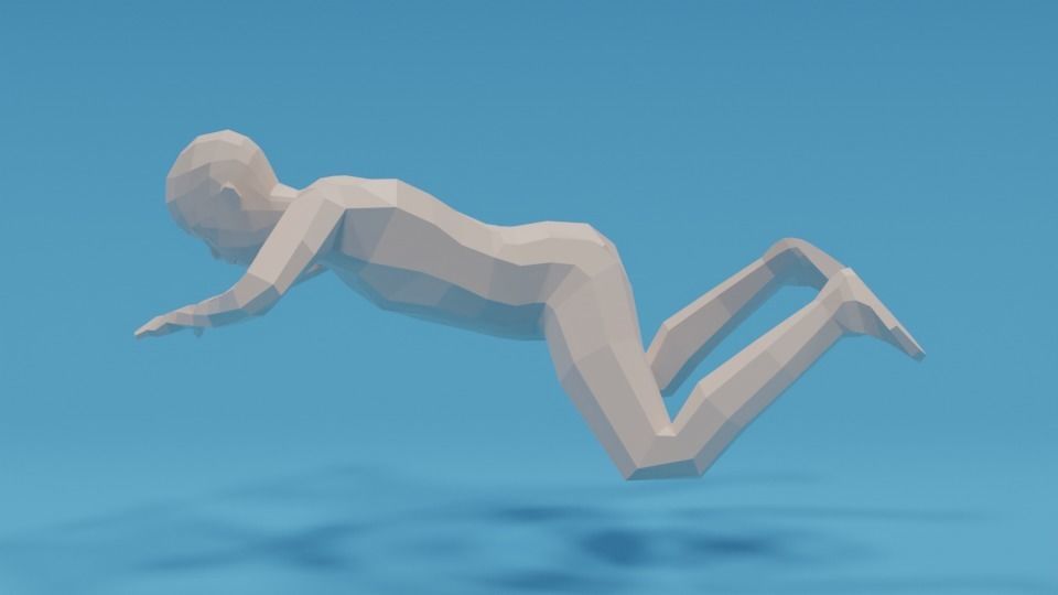 Low Poly Swimming Kid Low-poly 3D model_1