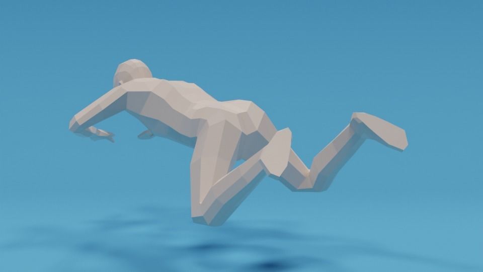 Low Poly Swimming Kid Low-poly 3D model_2