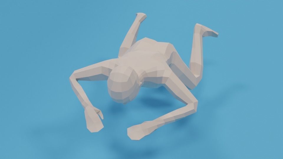 Low Poly Swimming Kid Low-poly 3D model_8