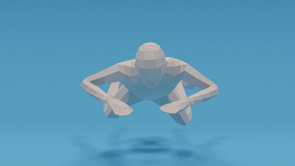 Low Poly Swimming Kid Low-poly 3D model_7