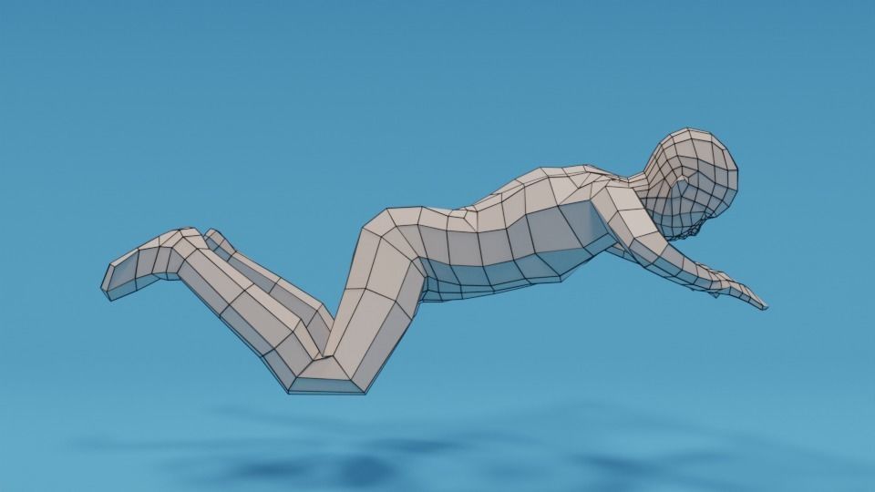 Low Poly Swimming Kid Low-poly 3D model_16