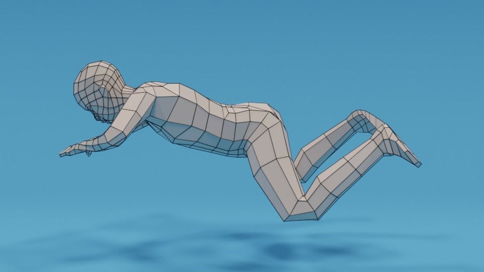 Low Poly Swimming Kid Low-poly 3D model_12