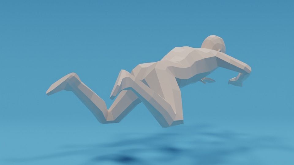 Low Poly Swimming Kid Low-poly 3D model_4