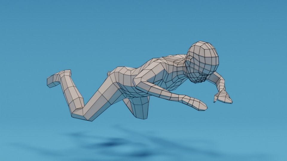 Low Poly Swimming Kid Low-poly 3D model_17