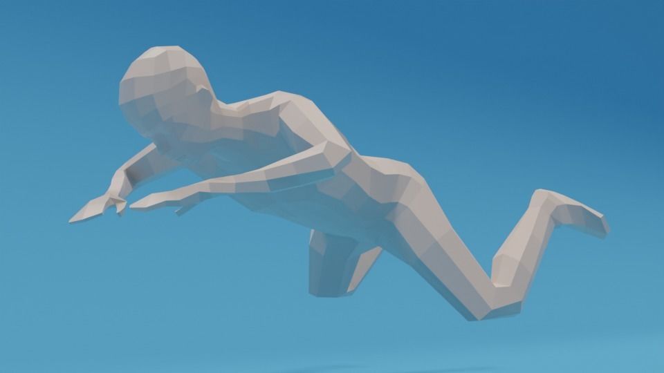 Low Poly Swimming Kid Low-poly 3D model_10