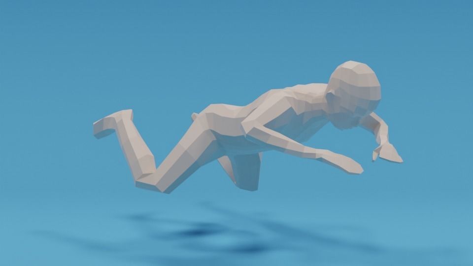 Low Poly Swimming Kid Low-poly 3D model_6