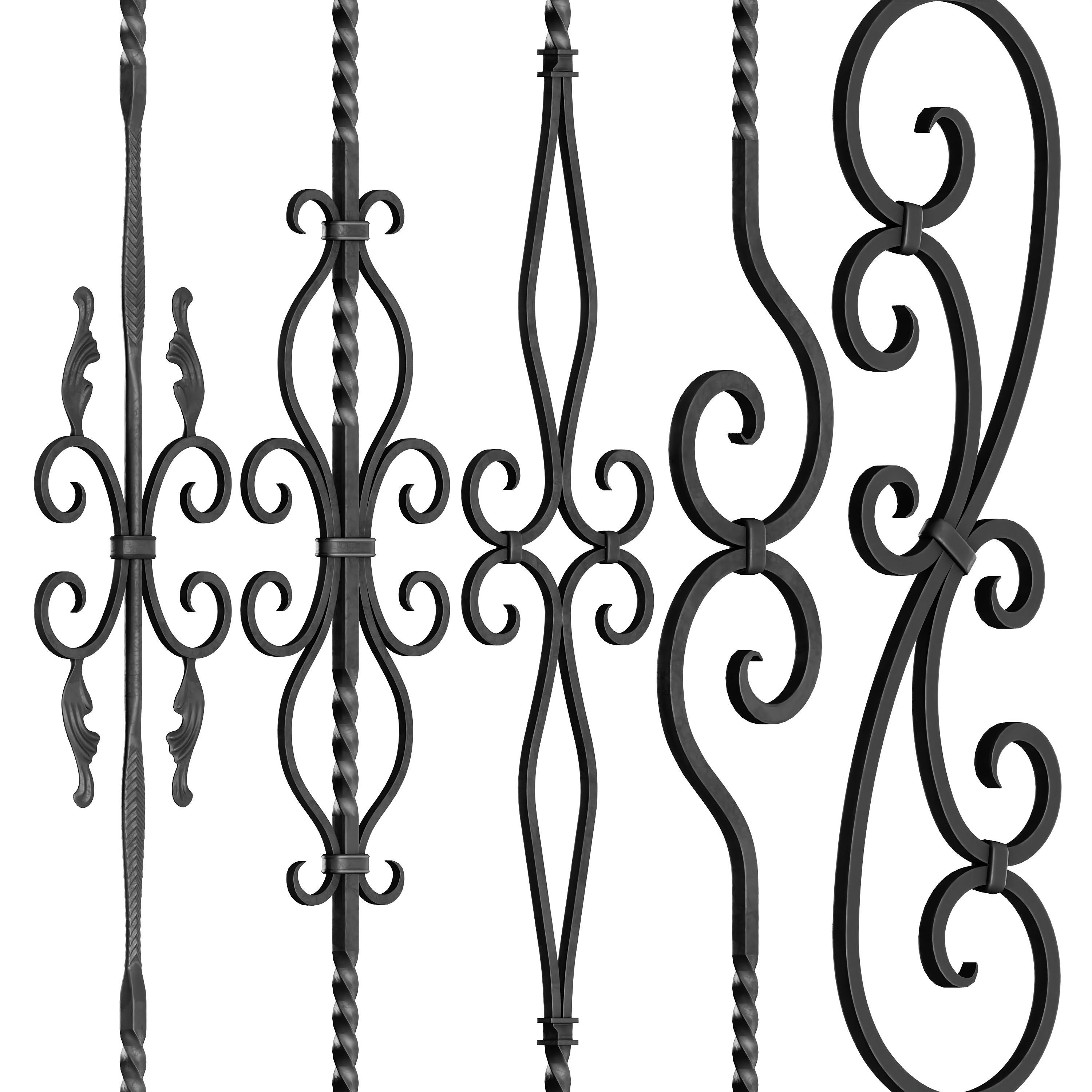 Wrought Iron Bundle No02 Railing 3D model CGTrader