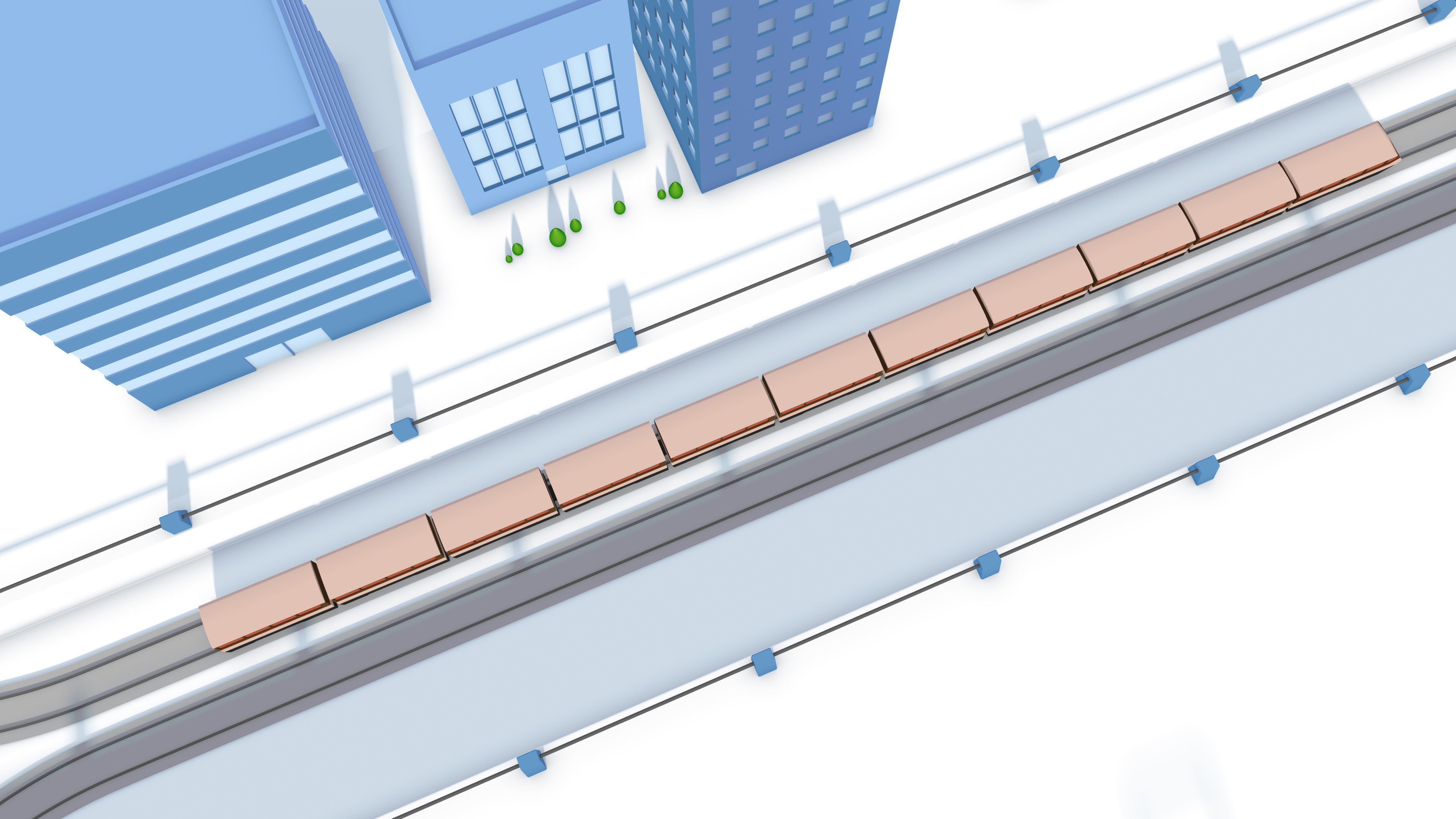 Cartoon Train Rail Kitbash - simple polygons 3D model 3D model_8