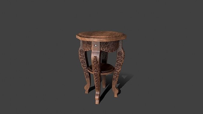 Wooden decorative table Free low-poly 3D model