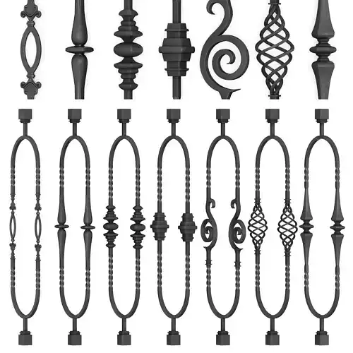 Wrought Iron Bundle No03 Railing 3D model
