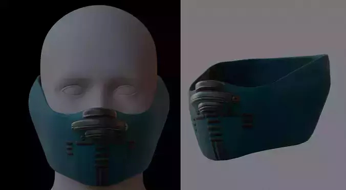 Gas mask helmet 3d model scifi Low-poly 