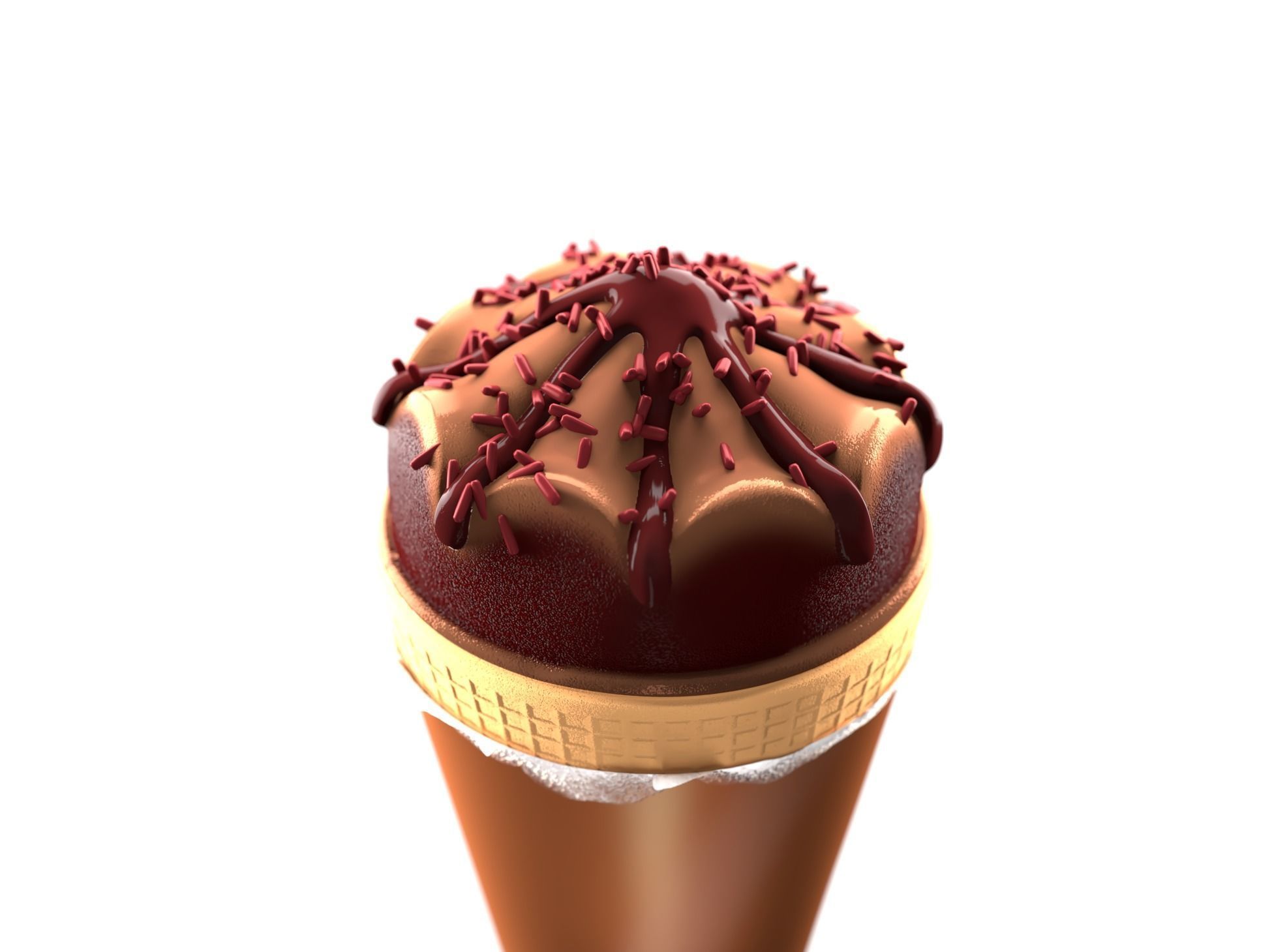 Cornetto chocolate ice cream cone Low-poly 3D model_3