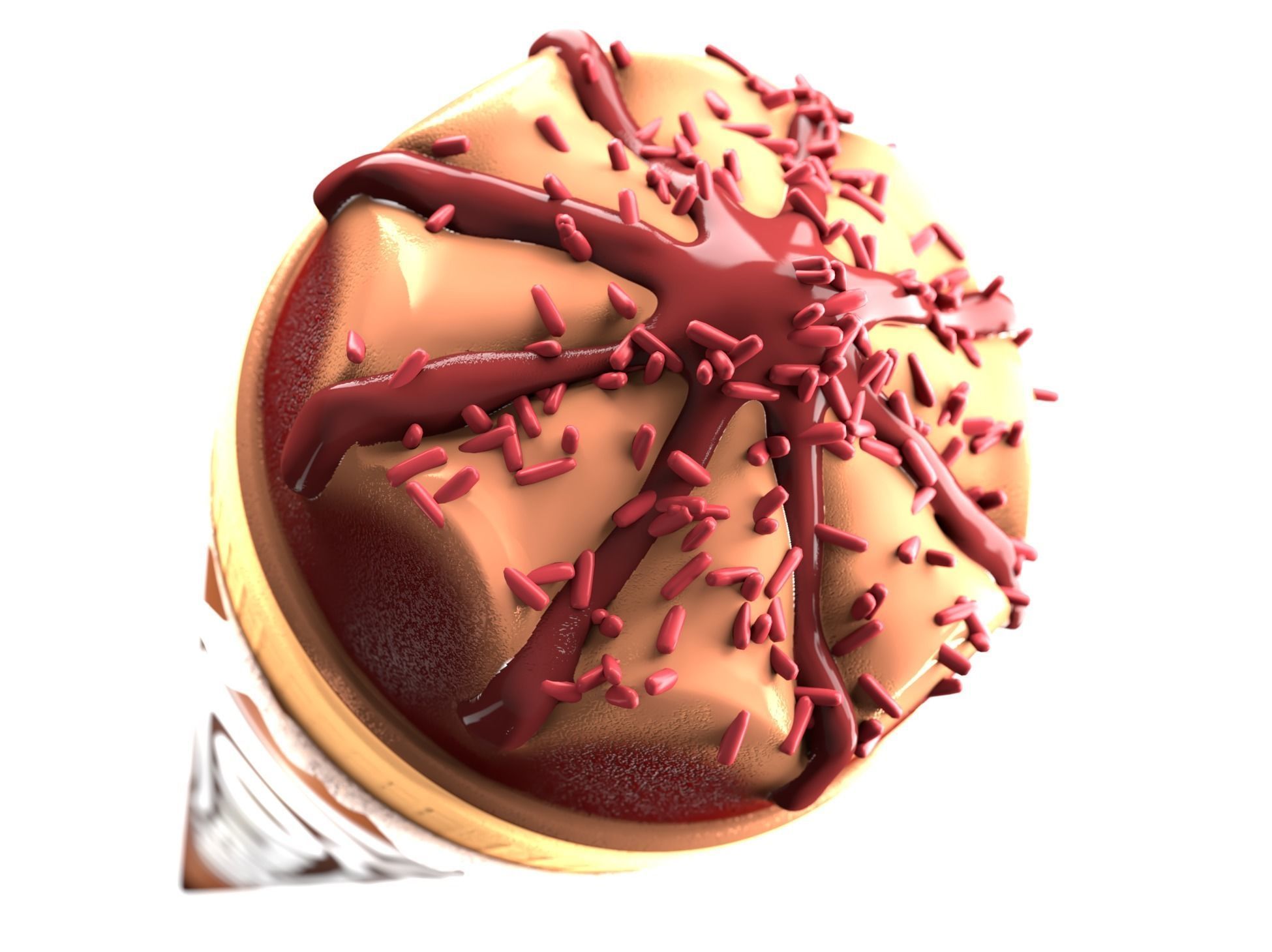 Cornetto chocolate ice cream cone Low-poly 3D model_5