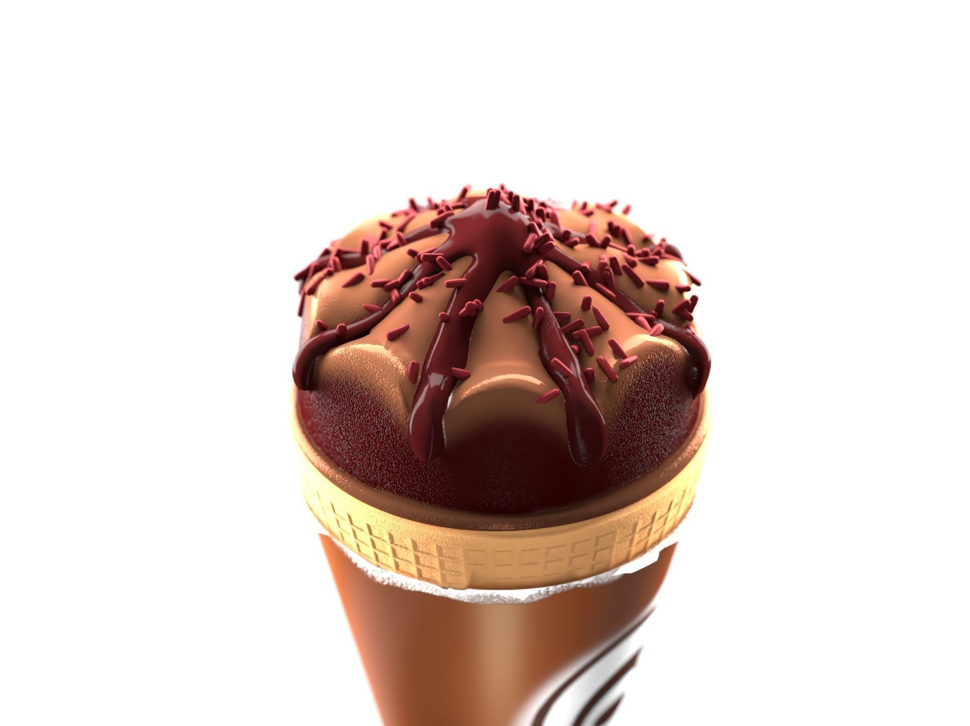Cornetto chocolate ice cream cone Low-poly 3D model_1