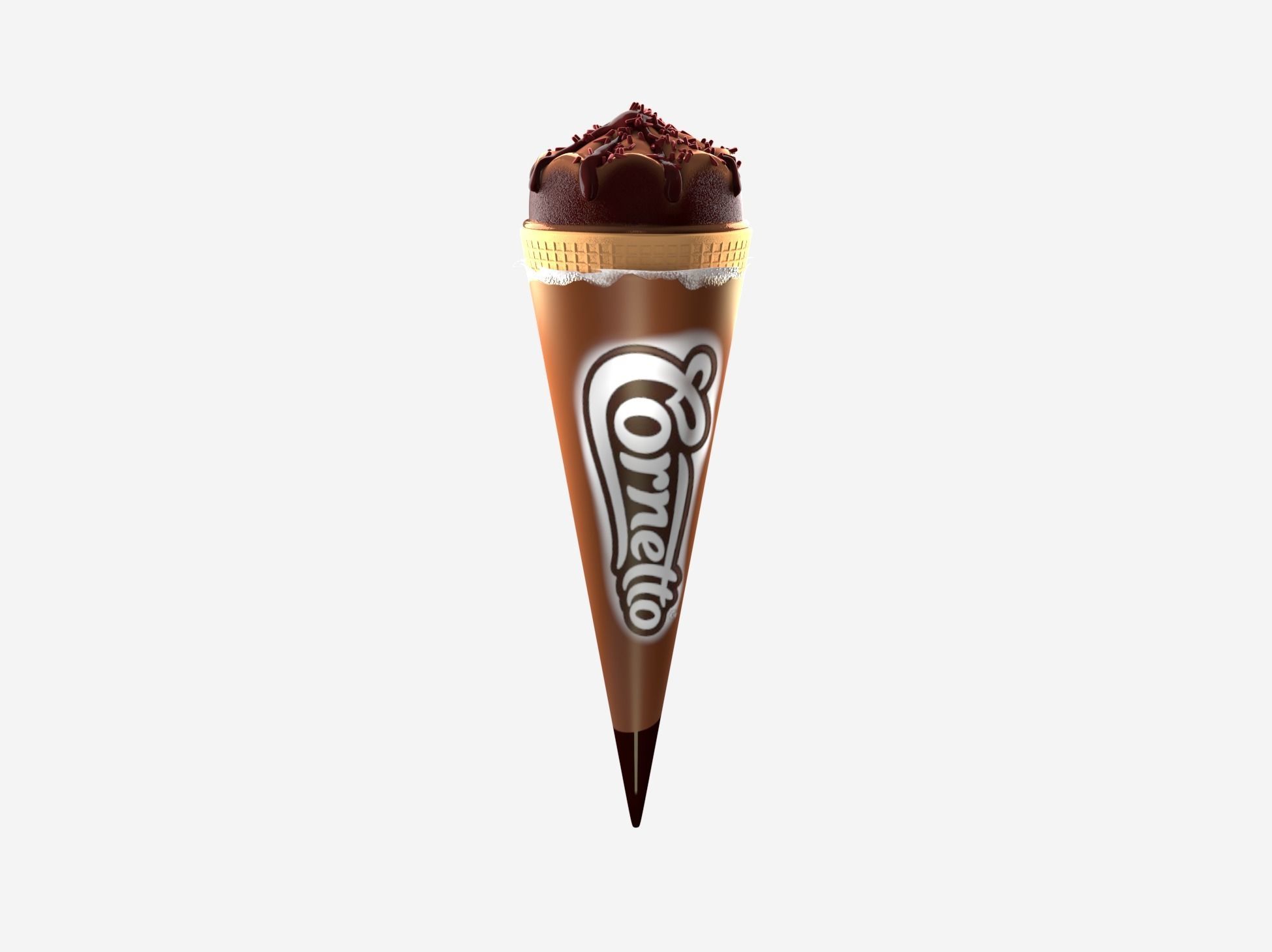 Cornetto chocolate ice cream cone Low-poly 3D model_4