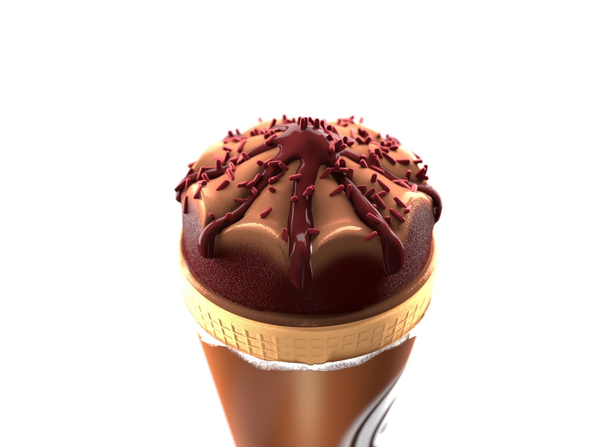 Cornetto chocolate ice cream cone Low-poly 3D model_2
