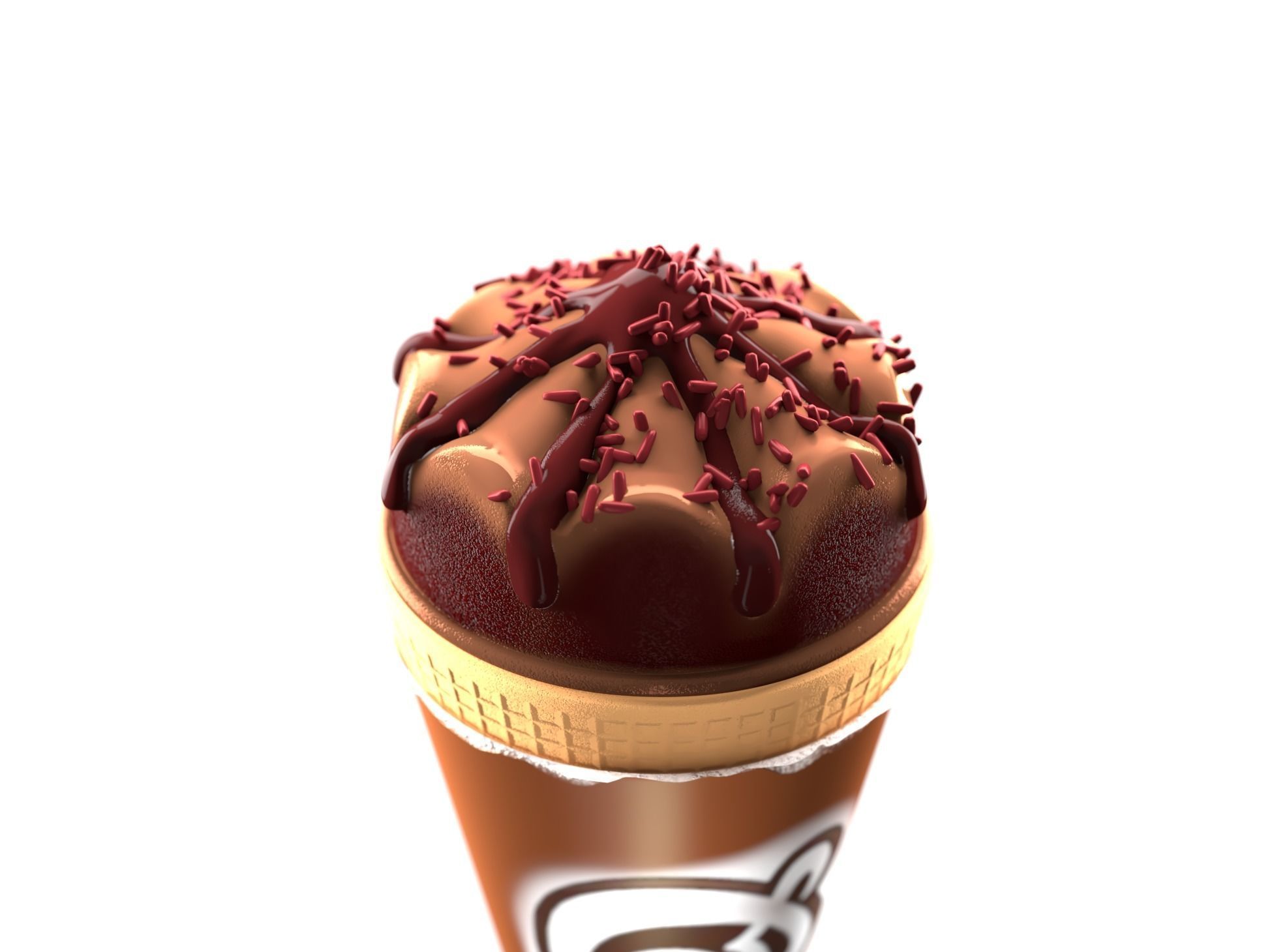 Cornetto chocolate ice cream cone Low-poly 3D model_6
