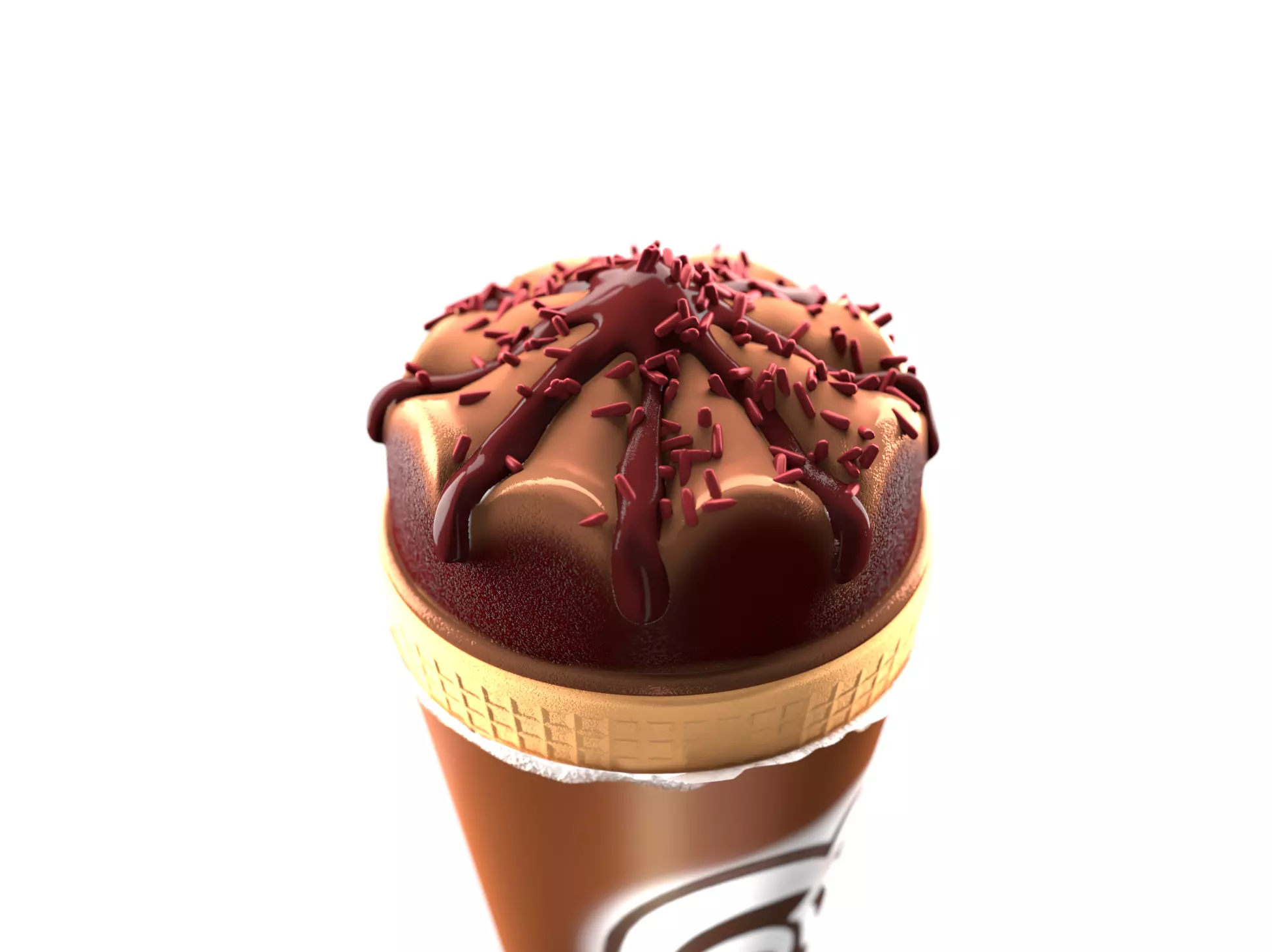 Cornetto chocolate ice cream cone Low-poly 3D model_0
