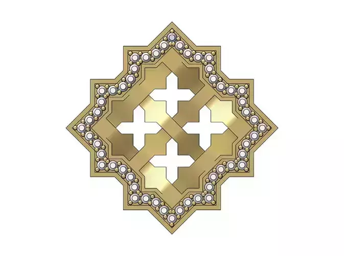 Square Moucharabieh pendant  with a diamond halo  3D print model