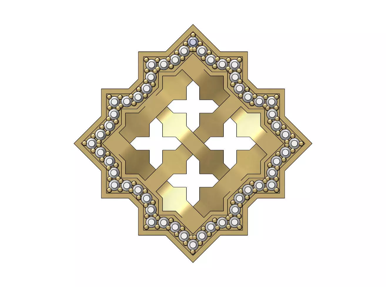 Square Moucharabieh pendant with a diamond halo 3D print model