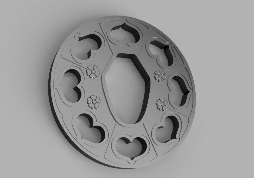 Tsuba for bokken 3D print model_2
