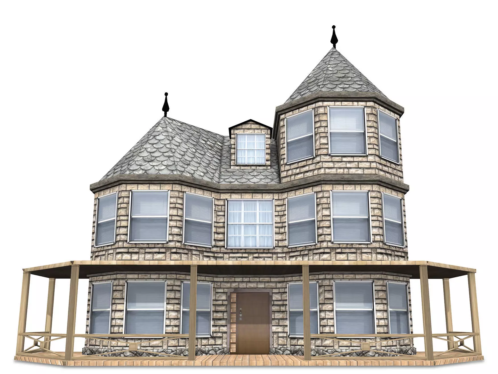 Victorian House Low-poly 3D model_0