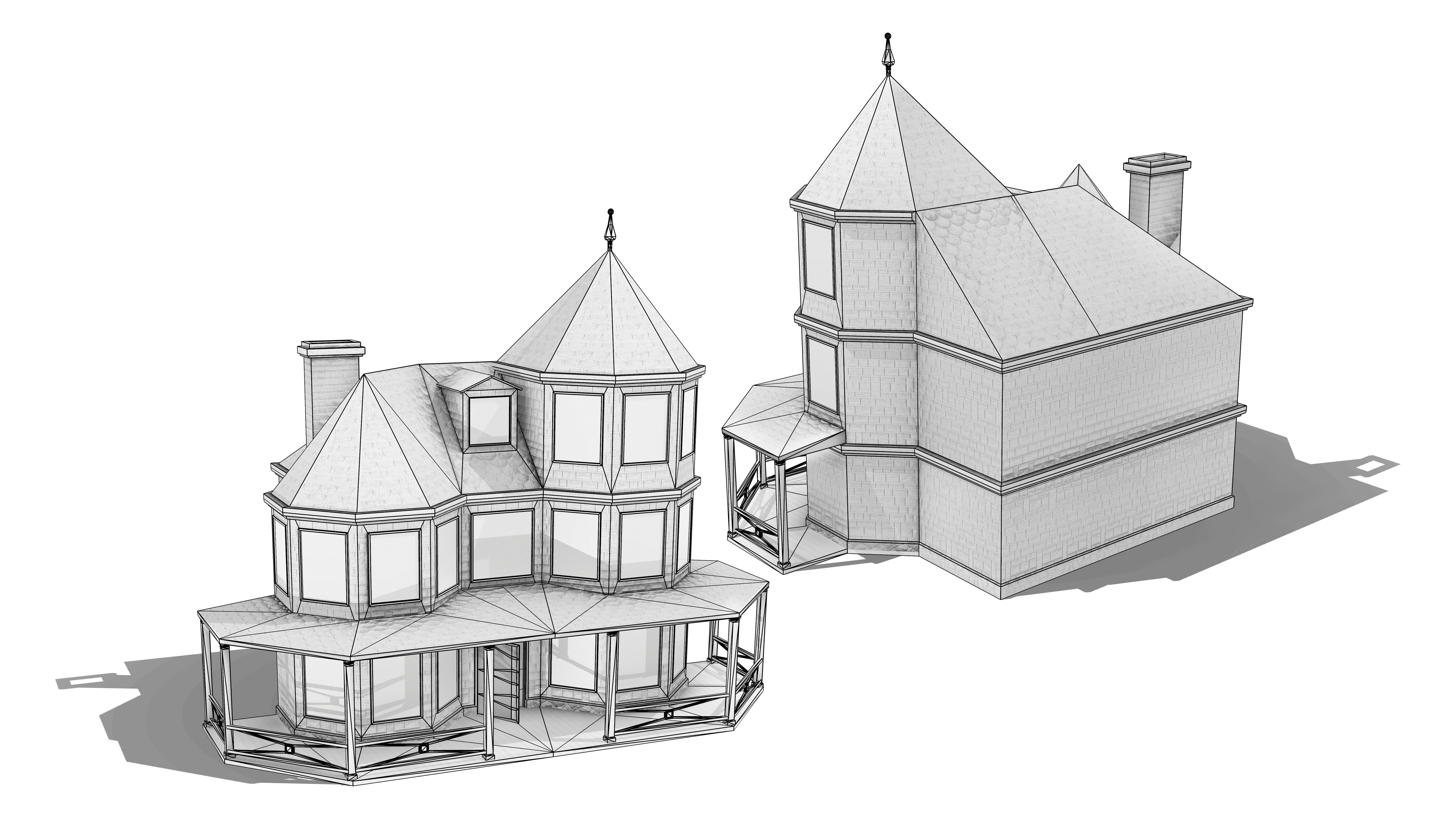 Victorian House Low-poly 3D model_4