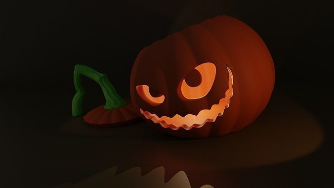 Pumpkin with scary face 3D model
