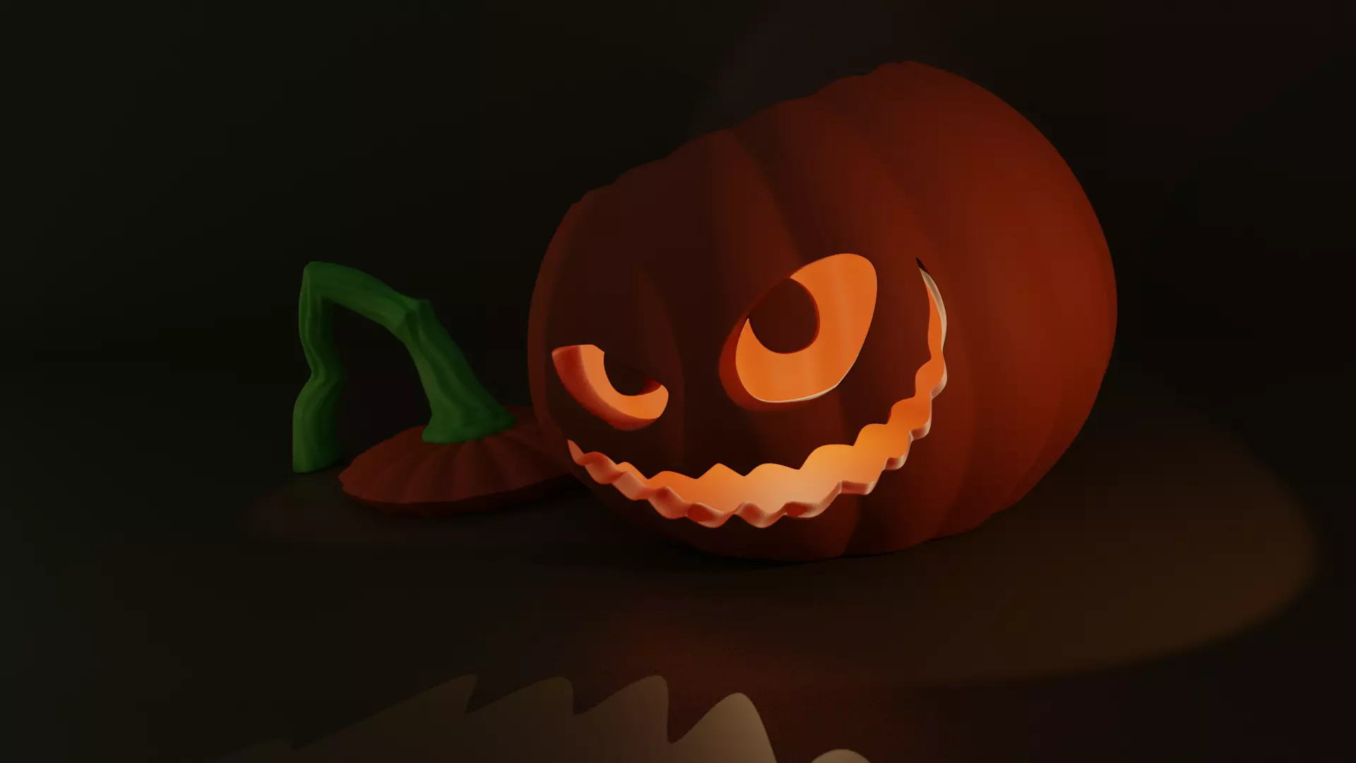 Pumpkin with scary face 3D model_0