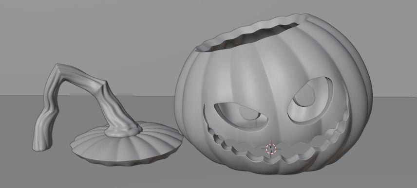 Pumpkin with scary face 3D model_1