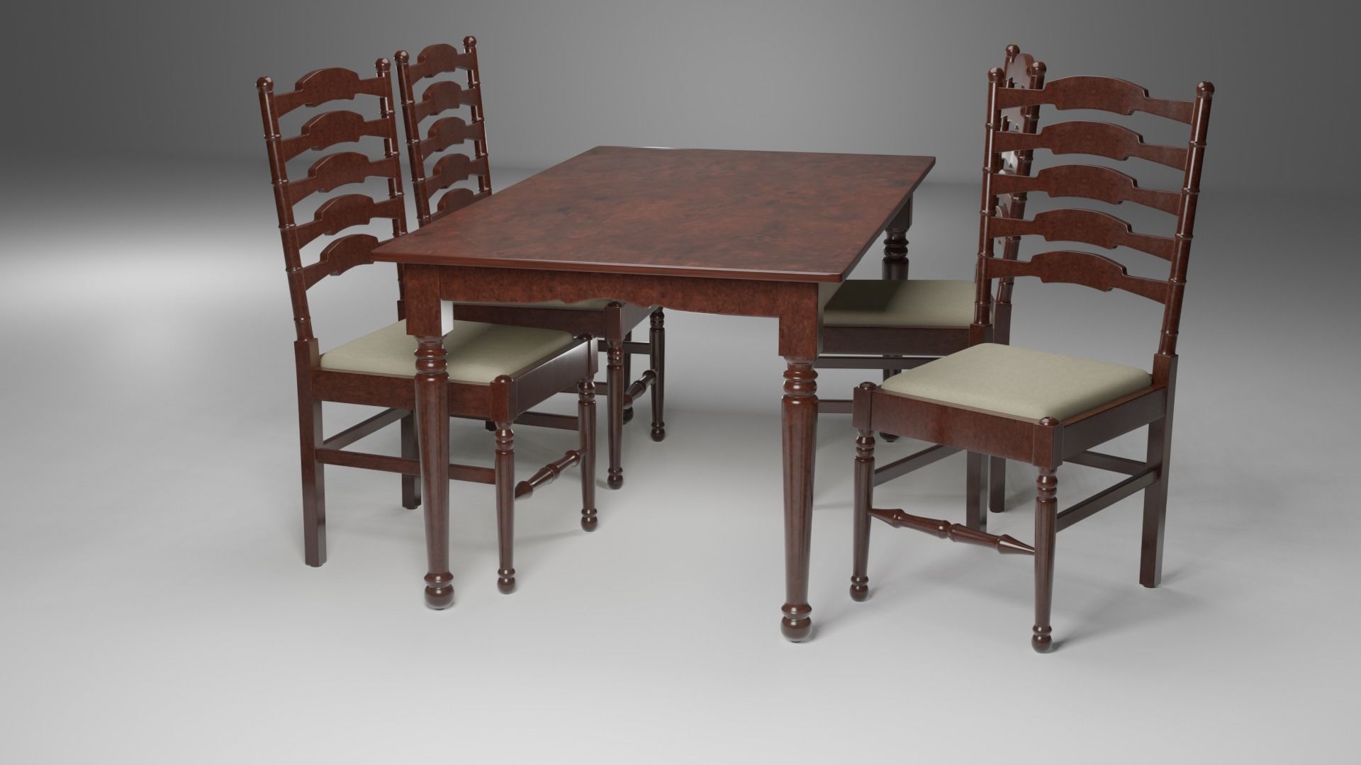 Dining Table 3D model_22