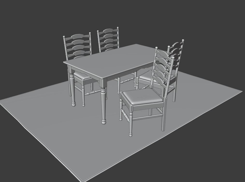 Dining Table 3D model_17