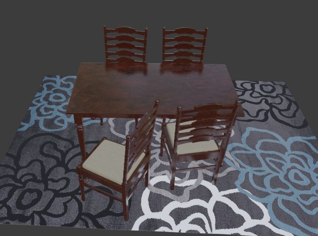 Dining Table 3D model_15